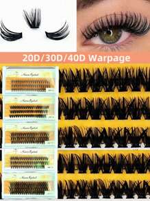 5 Styles C-Curl Cluster Lashes Kit - Hypoallergenic DIY Eyelash Extensions, Reusable Segmented Lashes For 3D Volume & Natural-Looking Layers, Easy To Apply For Beginners (Daily/Party Use)
