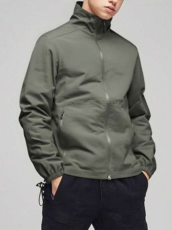 Chaqueta de trabajo de cuello alto para hombre, ropa de abrigo casual, suelta y versátil para primavera y otoño