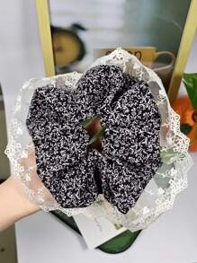 2-Pack French Oversized Hair Bands, Retro Lace Pastoral Style, Floral Large Rings, Gentle Ponytail, Fashionable Hair Bands, Head Flowers, Hair Accessories ~ Highly Attractive Ballet Bow Square Scarf, Large Intestine, High-Grade Ponytail Headband, Designer Hair Accessories
