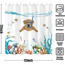 New Fowocu Funny Dog Shower Curtain Teal Blue Sea Ocean Waterproof Fabric Shower Curtains For Bathroom  Animal Octopus Starfish Turtle Anchor Fish Nautical Bath Curtain Dr (72''*72'') - 橘色1 72 英吋寬 x 72 英吋長(1 包) - 查看 7