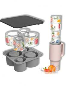 Silicone Cylinder Four Grids Ice Grid, Super Capacity Ice Cube Mold Suitable For 20/30/40 OZ Reusable Quick-Frozen Ice Making Mold Easy To Demoulding Ice Grid - Multicolor - View 1