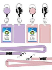 1 件、2/4 件紫色/粉色卡夹，带挂绳，伸缩夹，学生证夹，员工徽章夹，公交卡夹，适合送给朋友、同事、老师、长辈的有意义的新年礼物 - 彩色 - 查看 14