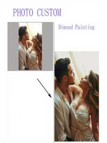 Custom Diamond Painting Portrait, Kissed Couple Photo Custom 5D Diamond Painting, Personalized Diamond Embroidery Art, DIY Pet Portrait Gift For Friends Wall Decor Mother's Day Present,Graphic Print,Warm Ambience,Fall Decor - Multicolor - View 3