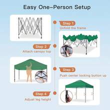 Amada 10x10ft 1-Person Setup Pop Up Canopy Tent - Easy Outdoor Sun Shade For Events, Parties, Camping, Gazebo With Wheel Cover Bag, Beach Tent With 3-Speed Adjustable Height,Blue - 綠色 - 查看 5