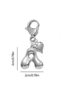 1pc Silver Bubble Letter Cute Necklace Pendant, Bag Charm - Includes Shiny Crystal Pendant & Gold Heart Pendant, Letters A-Z, Alloy Bag/Backpack Hanging Decoration - Perfect Gift For Birthday & Special Occasions, Keychain, Wallet & Purse Accessory For Women & Girls - Silver - View 9
