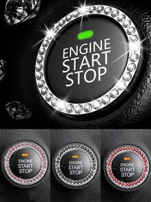 Car Interior Decoration Emblem Sticker, Bling Car Crystal Rhinestone Ring Accessories For Women, Automotive Parts Start Engine Ignition Button & Key Ignition Starter & Knob Ring,Bling Car Crystal Rhinestone Ring Emblem Sticker