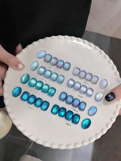 2026 Valentine's Day Gift, Summer Island Blue, Green, Purple Starry Sky Transparent Crystal Cat Eye Gel Nail Polish, Seasonal Magnetic Cat Eye Manicure, Comes With Base Coat And Top Coat, Requires UV Lamp, 8-Color Vegetable Gel Set, Suitable For Beginners, Home, Office, Commute, Date, Virus-Free, Best-Selling Salon-Grade Style, Can Last Up To 28 Days