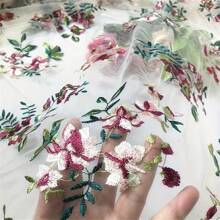 1 Piece Of Soft And Skin-Friendly Mesh Fabric With Colorful Embroidered Floral Lace Embroidery, Designed For DIY Sewing