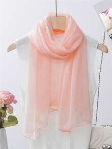 1 件女士优雅纯色网眼透明围巾，轻盈透气配饰 - 彩色 - 查看 22