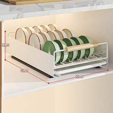 Pull Out Cabinet Organizer, Expandable Under Sink Organizer Slide Out Drawers For Pots Pans, Pullout Cabinet Shelves, Cabinet Drawers Slide Out Shelves, Roll Out Shelf Storage For Kitchen Home Pantry - A- Bowl Rack* White - View 3