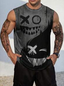 Parte superior sin mangas con cuello redondo y estampado 3D, de colores patchwork, para hombres de talla grande, estilo gótico de verano