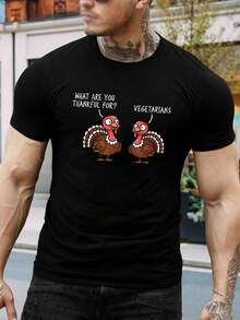 Camiseta divertida de Acción de Gracias con pavo para vegetarianos y amantes de los animales - Regalo gracioso para las fiestas - Ropa única de Acción de Gracias para hombres, mujeres y jóvenes - Negro - Ver 1