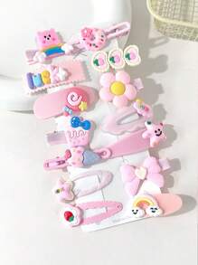 14pcs/Set Pink Fabric Hairclips For Women, Cute Mini Bangs & Scraps Hair Clips, Non-Damaging Hair Accessories Claw Clips Hair Slide Hair Barrettes