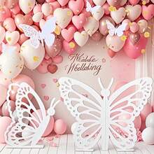 2 piezas Decoración de mariposa de silueta de alas, decoración de fondo, para fiesta de cumpleaños, fiesta de bebé, fiesta de boda - Multicolor - Ver 2