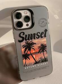 1 Stück Handy Hülle mit schwarzem Rahmen und Palmenbaum Original Design, hochwertige harte Ausführung, kompatibel mit Apple/Honor Handy, Sommer