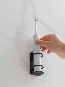 1pc Electric Toothbrush Holder, Wallmount No Drilling Toothbrush Rack Stand Bathroom Toothbrush Hanger For Electric Toothbrush Back To School - Black - View 1