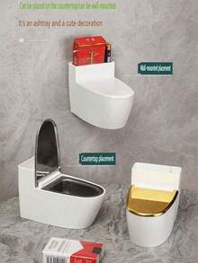 1 件优质壁挂式厕所烟灰缸 - 适合家庭、酒店和办公室的时尚装饰 - 耐用且节省空间，是送给男士、女士、朋友和家人的完美多功能礼物 - 适合生日、节日和家居装饰 - 彩色 - 查看 7