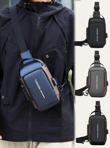 Men's Chest Bag, Large Capacity Shoulder Crossbody Bag With Password Lock, Casual Sports Small Backpack, Motorcycle Bag, Fashionable Men's Bag Suitable For Teen, Casual Outdoor, Athletic, Vacation, Travel, Graduation Gifts, Birthday Accessories