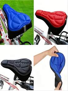 1pc Ergonomic 3D Gel Bicycle Seat Cushion - Super Soft, Thick & Comfortable Silicone Pad, Suitable For Mountain And Road Bikes, Breathable Design With Easy Install Drawstring, Non-Slip - Available In Black, Blue, Red, For Pressure Relief & Enhanced Outdoor Cycling Experience | Ergonomic Bike Seat | Random Color Bike Seat With Pad