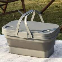 1pc Folding Cutting Board Set, Outdoor Portable Pet Storage Box, Green/Gray/Yellow, Easy To Clean Portable Design, Store Dog Toys Snacks & Camping Essentials, Multi-Functional Outdoor Travel & Camping Storage Basket, Suitable For Camping, Beach, Party, Family Gathering, Car Trunk, RV Travel