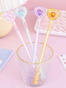 6pcs Black Gel Pen Prize Purple Ink Pen Signature Pen Party Pen Neutral Pen Center Prize Plastic Fountain Pen Office (Color Random) School Supplies,Back To School