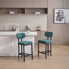 Juego de taburetes de bar de dos piezas, sillas de comedor de granja para sala de estar/comedor, taburetes de cocina acolchados de tela modernos con patas de metal industrial: adecuados para islas de cocina, cafés y oficinas en el hogar, fáciles de ensamblar y brindan una estabilidad confiable, la combinación perfecta de moda y funcionalidad. - 2 piezas (verde) - Ver 1