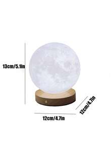 1 件装 3D 月亮小夜灯 USB 供电，触摸控制 7 色变色 LED 灯，适用于卧室、儿童房、书桌、家居装饰的氛围照明