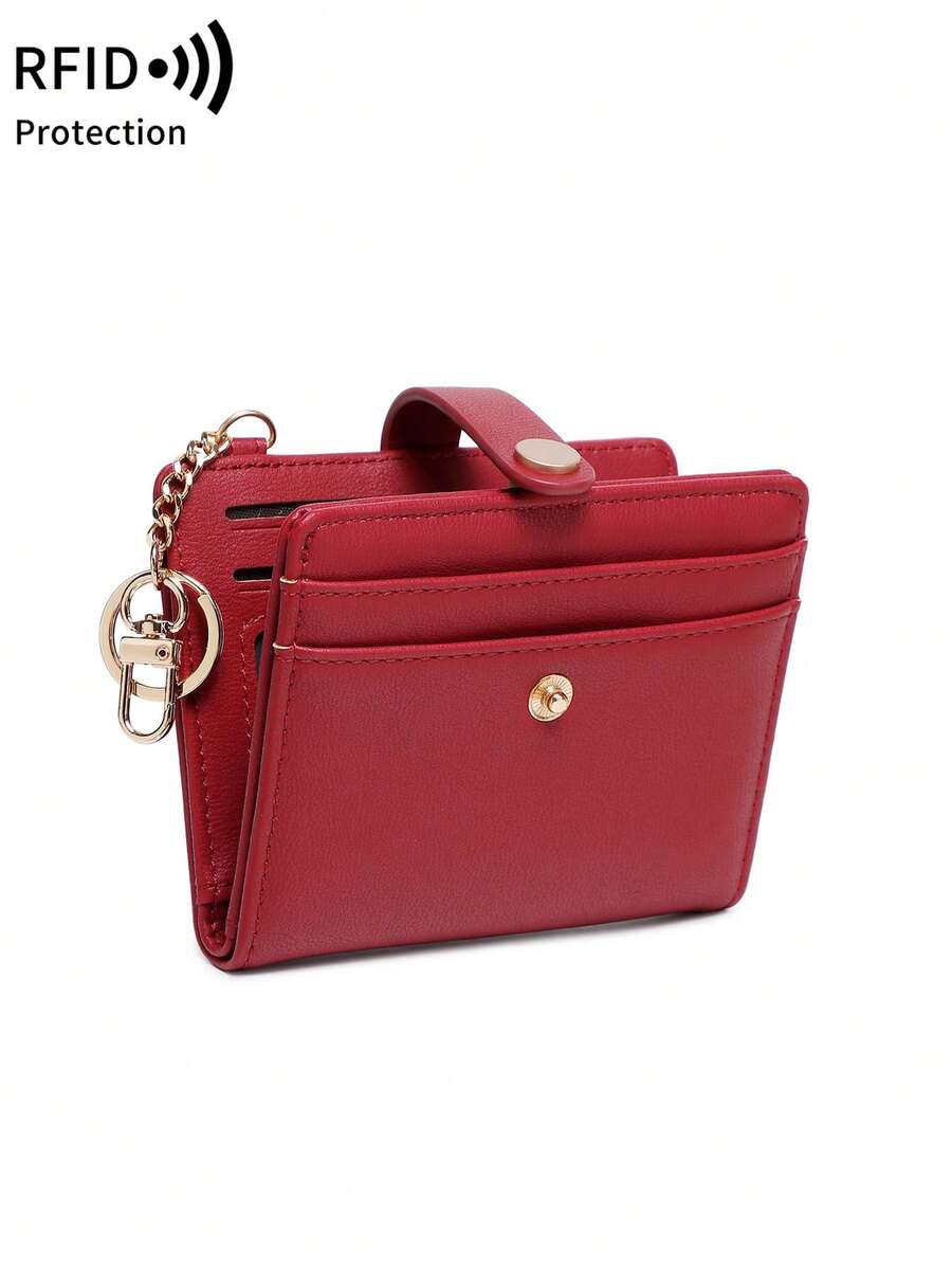 MIYIN 女士超薄钱包，RFID防盗刷双折卡包，带拉链零钱袋、身份证窗口和钥匙环，时尚轻便，适合日常携带，可收纳现金、硬币、收据、钞票、钥匙、身份证、信用卡等。是送给白领女性的理想礼物，适合节假日、周年纪念日、生日等场合。这款钱包集名片夹和信用卡夹功能于一体，是旅行和休闲场合的完美之选。