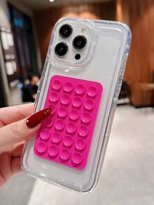 Back To School 2pcs Air Cushion Shockproof Case + Rose Pink Jelly Suction Cup Phone Holder Compatible With IPhone 15 Pro Max/15 Pro/15/14 Pro Max/14 Pro/14/13 Pro/13/12/11, Galaxy A14/A12/A15/A32/A33/A24/A50/A53/S20/S21/S22/S23/S24/S24+/S25 - Hot Pink - View 1