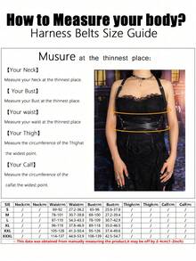 1pc Women's Black Gothic Style Silver Double Bar Criss-Cross Suspender, Suitable For Halloween Party Or Daily Commute Outfit - Black - View 7