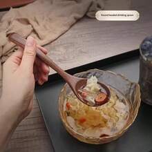 木勺套装饭勺蜂蜜搅拌器鸡翅木免漆免蜡厨房用具配件甜品勺、学习用品 - 摩卡棕 - 查看 4