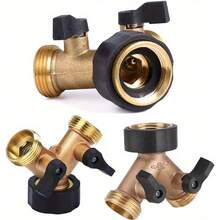 2 Way Garden Hose Splitter, 2-Way Tap Connector With Individual On/Off And Two Quick Connector, 3/4inch/0.75cm Tap Y Splitter Brass Hose Connector - Multicolor - View 3