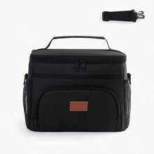 1pc Outdoor Lunch Box, Thick & Durable, Leak-Proof & Insulated, Suitable For Camping & Picnic, Large Capacity Travel Picnic Bag, Multi-Functional Shoulder Handbag, Back To School Essential, School Supplies Bag, Women's Lunch Bag, Cooler Bag, Picnic Accessories, Study Supplies - Black - View 12
