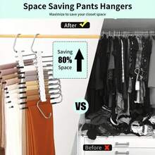 2pcs 9-Layer Non-Slip Metal Pants Hanger, Foldable Clothes Hanger, Pant Hangers Organizer Multifunctional Pants Rack Space Saver Closet Organizers And Storage Hangers For Pants Jeans Leggings Trousers Skirts - White - View 7