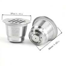 ICafilas 可重复使用咖啡胶囊，适用于可再填充不锈钢咖啡过滤器的浓缩咖啡配件，适合返校使用 - 銀色 - 查看 3