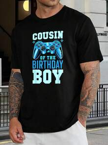 Camiseta divertida de cumpleaños para jugadores para niños - Primo del cumpleañero - Ropa para fiestas de videojuegos - Camisetas familiares a juego - Regalo único - Negro - Ver 1