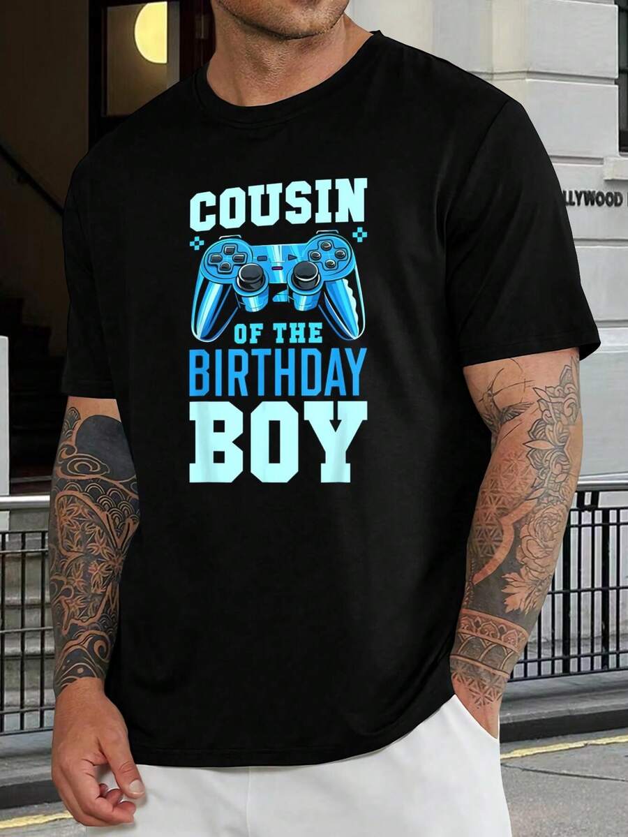 Camiseta divertida de cumpleaños para jugadores para niños - Primo del cumpleañero - Ropa para fiestas de videojuegos - Camisetas familiares a juego - Regalo único - Negro - Ver 1
