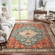 1/2 Juego de alfombra de área estilo vintage lavable, alfombra interior para dormitorio, sala de estar, pasillo - Decoración del hogar, naranja - Naranja - Ver 13