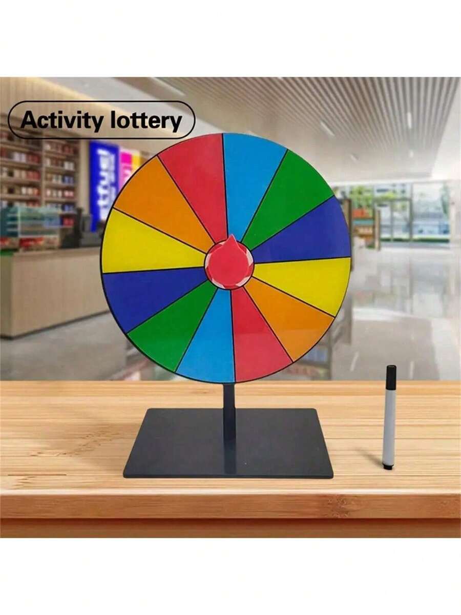 1 pieza Rueda de la Fortuna - Juego de ruleta de color manual con marcador ajustable, base resistente y bolígrafo gratis, adecuado para eventos, sorteos, aulas y tiendas minoristas - Multicolor - Ver 1