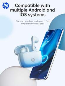 HP 5.4 新款无线耳机，真无线入耳式耳机，30 小时超长续航，兼容苹果、安卓等设备，附赠创意 DIY 贴纸，精美礼品，万圣节和圣诞节的理想之选，USB Type-C 接口 - 藍色 - 查看 5