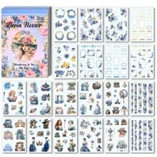 Libro de pegatinas con estampados florales vintage - Colección retro de motivos botánicos y humanos | 20 hojas artísticas con diversos diseños de plantas, flores y figuras | Perfecto para diarios hechos a mano, scrapbooks, fundas de teléfono y manualidades DIY