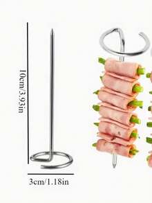 10pcs Stainless Steel BBQ Skewers For Grilling, Versatile Barbecue Needles, BBQ Sticks, Vertical Skewer Air Fryer Accessories, Oven Safe, , Rust-Resistant, Perfect For Outdoor Cooking, Home Barbecue, And Kitchen Supplies, Air Fryer Essentials, Spiral Handle Design, Rustresistant Needles, Grilling Accessories For Outdoor Grill, Perfect For Home, Outdoor, Holiday, Other Holiday Parties, Birthday Party Tableware - Multicolor - View 9