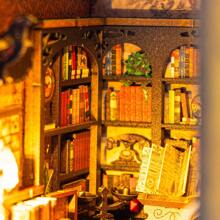 Kit de décoration de modèle d'étagère de bibliothèque inspirée, artisanat miniature en bois à assembler soi-même, idéal pour Pâques, Halloween, cadeau d'anniversaire