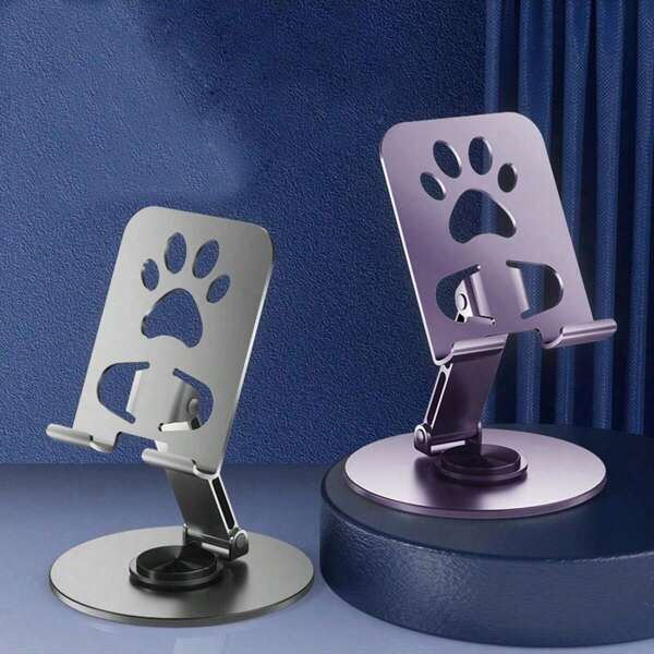 1pc 360 Degree Rotatable Foldable Metallic Desktop Mobile Phone Stand, Suitable For Live Streaming, Study, Universal Type Compatible With IPhone, Android Phone, Gift For Birthday, Family, Friends Phone Holder, Phone Accessories