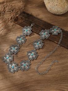 European And American Accessories - Hollow Cross Pendant Wave Side Waist Chain, Sexy Multi-Layer Body Chain Accessories Fall, Autumn, Halloween