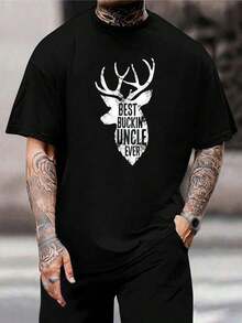 Camiseta 'Mejor Tío Vaquero de la Historia' - Regalo divertido de caza de ciervos para tíos - Gran regalo de cumpleaños o del Día del Padre - Camiseta de algodón negro para hombres - Negro - Ver 1