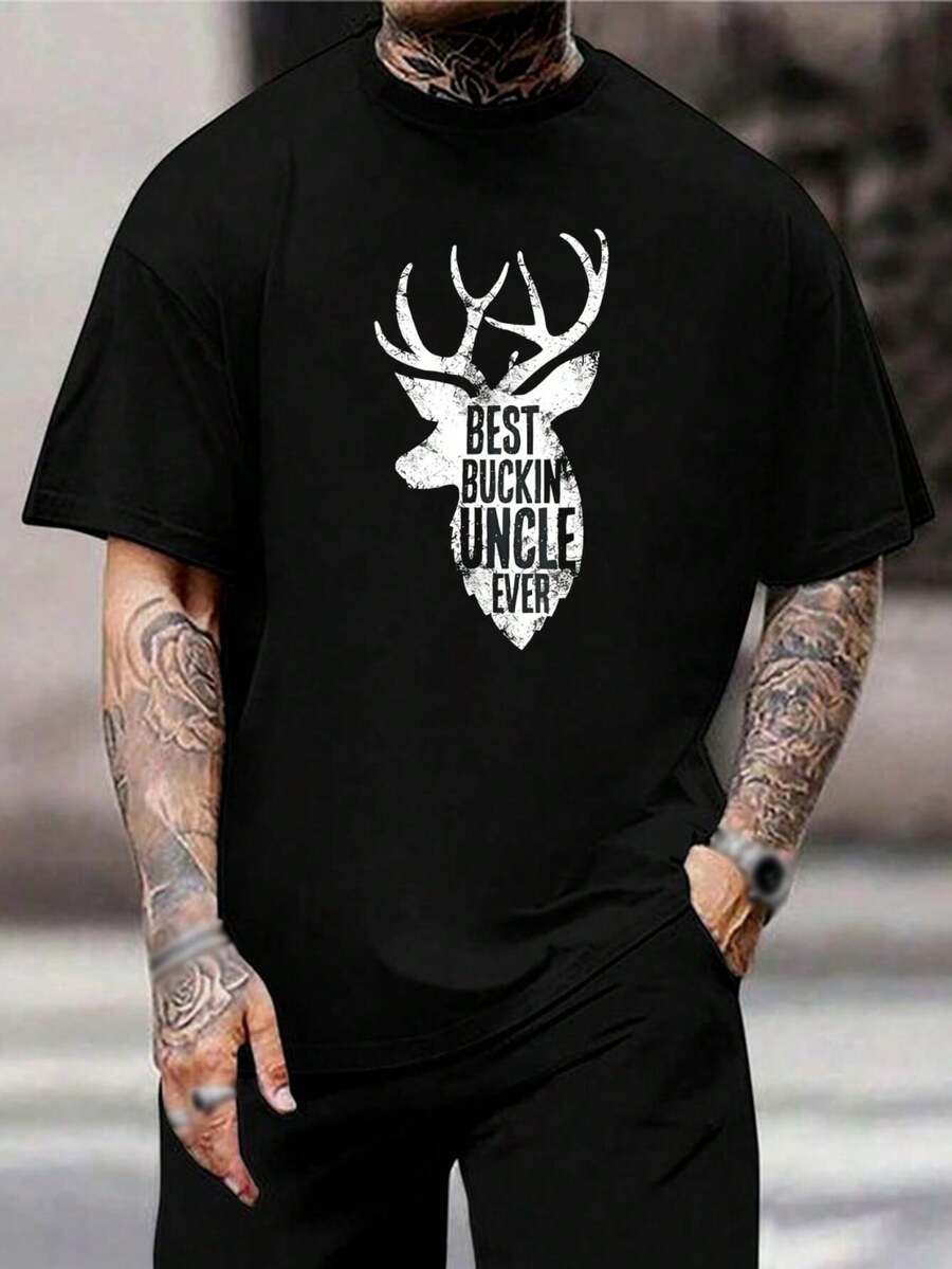 Camiseta 'Mejor Tío Vaquero de la Historia' - Regalo divertido de caza de ciervos para tíos - Gran regalo de cumpleaños o del Día del Padre - Camiseta de algodón negro para hombres - Negro - Ver 1