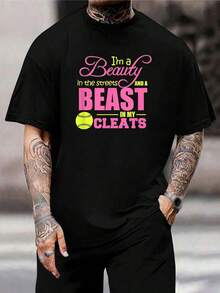 Camiseta de béisbol Funny Beauty Beast - Camiseta gráfica para hombre, mujer, gimnasio, viajes y uso casual - Negro - Ver 1