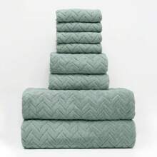 8pcs Wheat Coral Fleece Towel Set, Includes 2 Bath Towels, 2 Face Towels And 4 Hand Towels, Soft Skin-Friendly Quick Dry Absorbent Bathroom & Kitchen Towel Set Back To SchoolFor Beauty Salon Home Bathroom