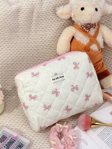 S/M/L 粉色蝴蝶结图案返校化妆包，花卉化妆包，美观洗漱旅行收纳包，女士女孩印花大号旅行复古绗缝化妆包，女士护肤品收纳包，印花花卉化妆品收纳袋，圣诞礼物，化妆包，旅行，女士礼物，女士旅行必备，化妆包，手拿包/小手提包，化妆品收纳包，化妆刷收纳袋，迷你化妆包，大容量化妆包，女士礼物，圣诞礼物，女士礼物创意